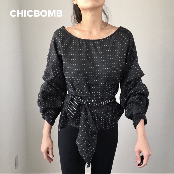 Black Polka Dots Sexy Chic Wrap Top - LAST PC - Picture 8 of 8